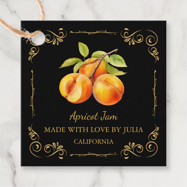 Vintage Homemade Apricot Jam Square Hang Tag (Front)