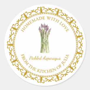 Vintage Homemade Asparagus Pickle Label l White
