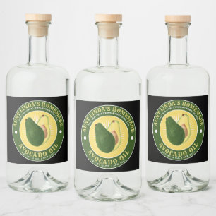 Vintage Homemade Avocado Oil Liquor Bottle Label