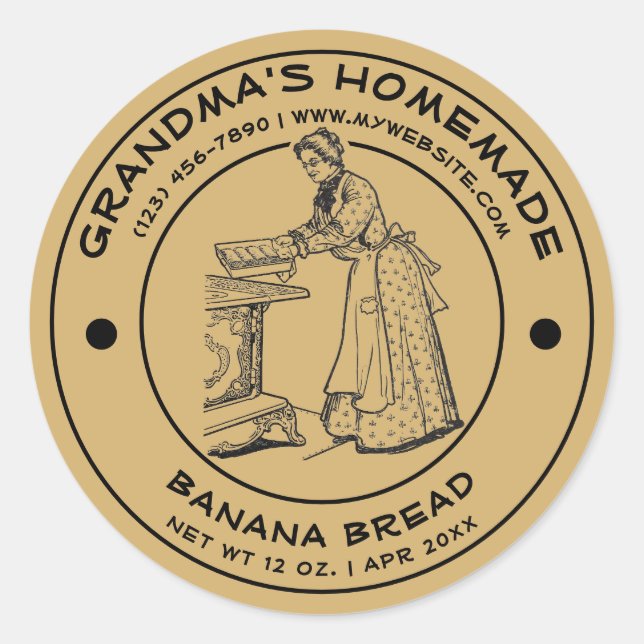 Vintage Homemade Baked Goods Label Template (Front)