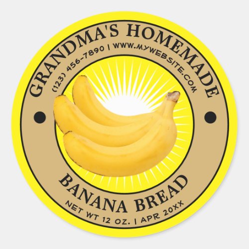 Vintage Homemade Banana Bread Label Template
