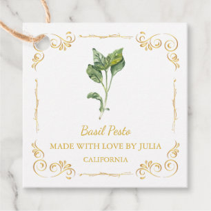 Vintage Homemade Basil Pesto Square Hang Tag