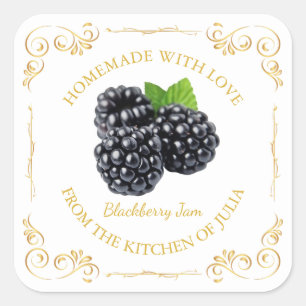 Vintage Homemade Blackberry Jam Square Label
