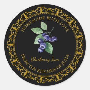 Vintage Homemade Blueberry Jam Label l Black
