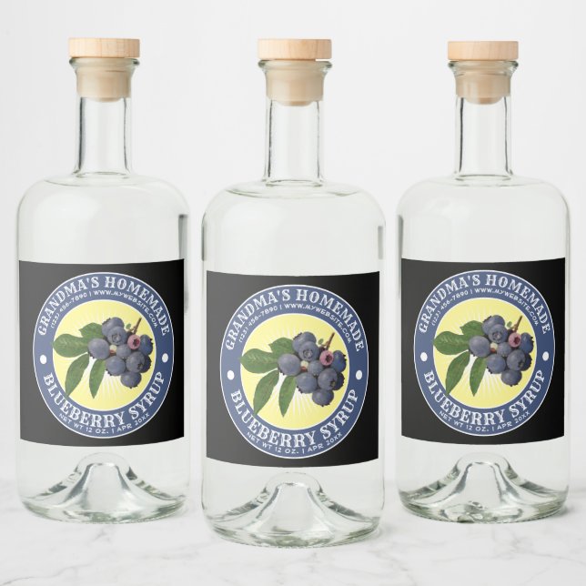 Vintage Homemade Blueberry Syrup Label Template (Bottles)