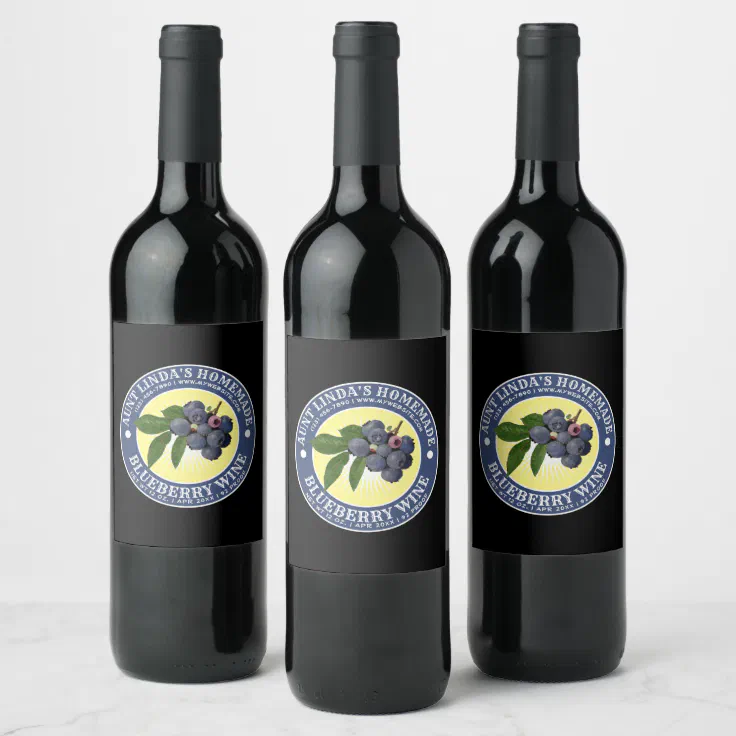 Vintage Homemade Blueberry Wine Label Template | Zazzle