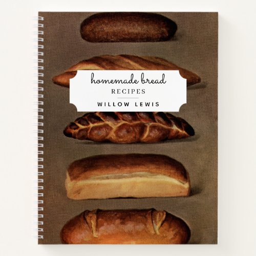 Vintage Homemade Bread Recipe Family Cookbook Notebook