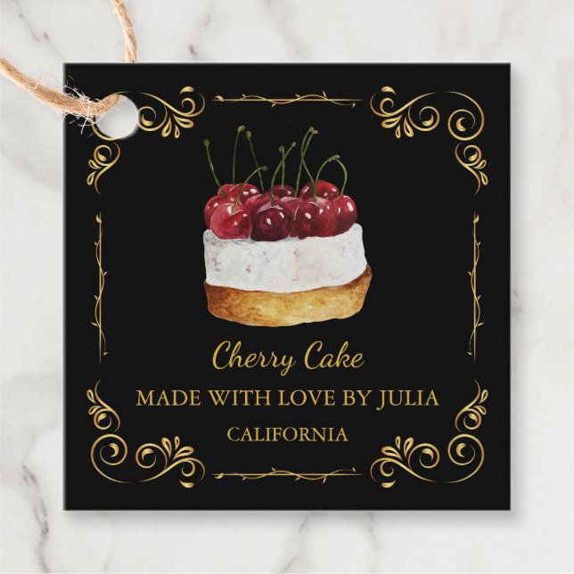 Vintage Homemade Cake Square Hang Tag (Front)
