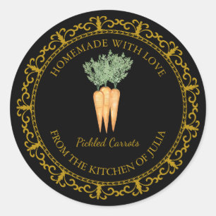 Vintage Homemade Carrot Pickle Label l Black