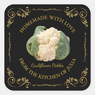 Vintage Homemade Cauliflower Pickle Square Label