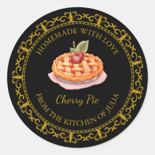 Vintage Homemade Cherry Pie Label l Black
