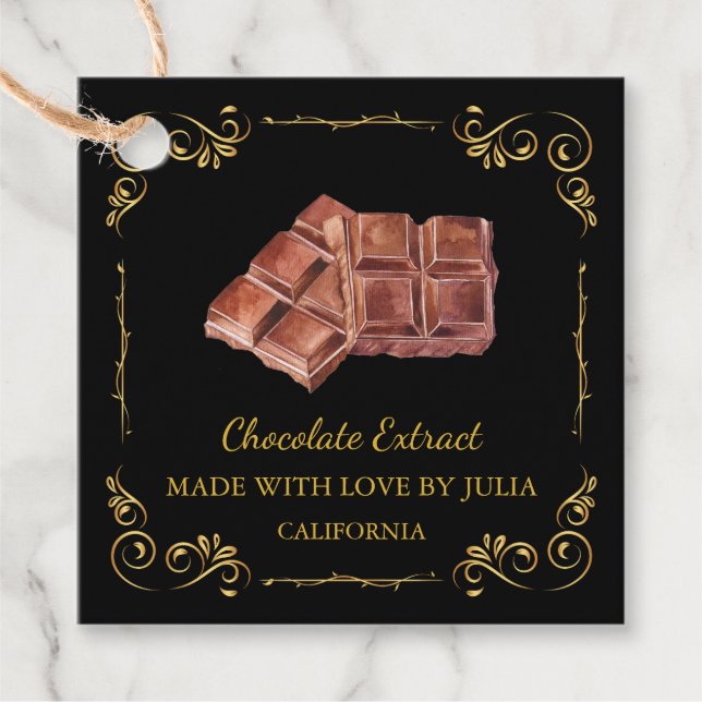 Vintage Homemade Chocolate Extract Square Hang Tag (Front)