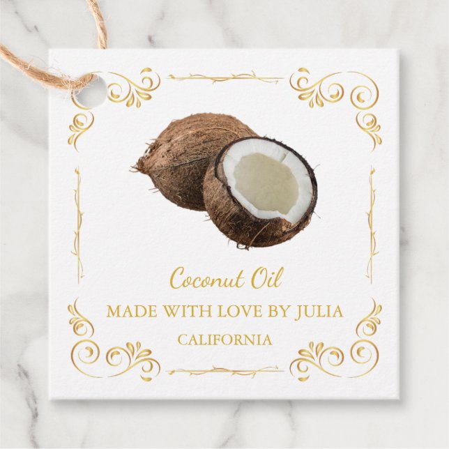 Vintage Homemade Coconut Oil Square Hang Tag (Front)