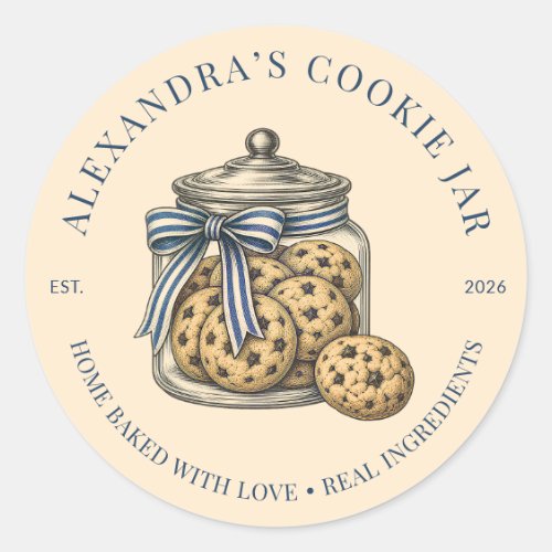 Vintage Homemade Cookie Jar Business Logo Classic Round Sticker