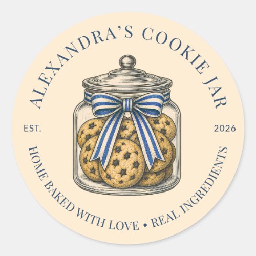 Vintage Homemade Cookie Jar Business Logo Classic Round Sticker