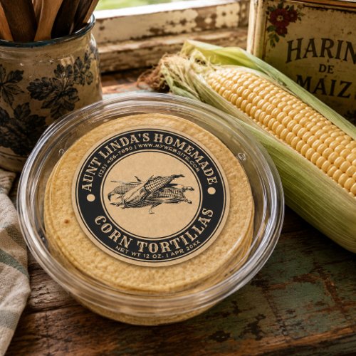Vintage Homemade Corn Tortillas Kraft Template Classic Round Sticker