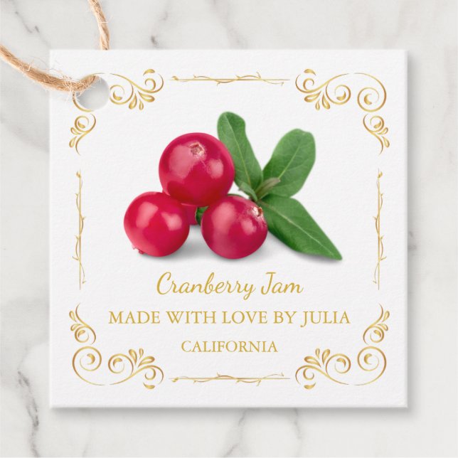 Vintage Homemade Cranberry Jam Square Hang Tag (Front)