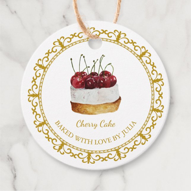 Vintage Homemade Dessert Cherry Cake Hang Tag (Front)