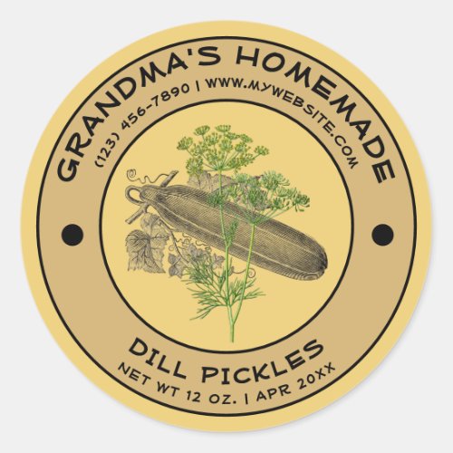 Vintage Homemade Dill Pickles Label Template
