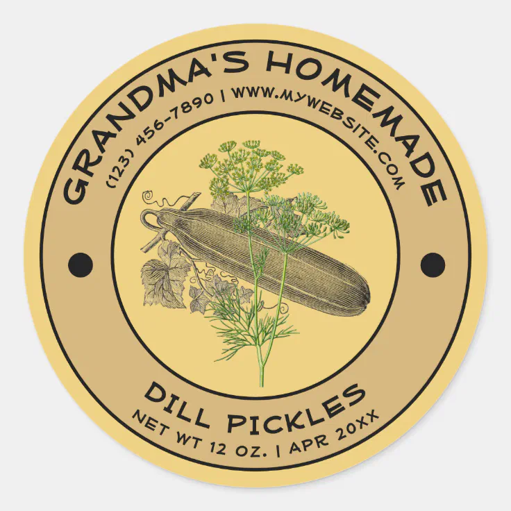 Vintage Homemade Dill Pickles Label Template