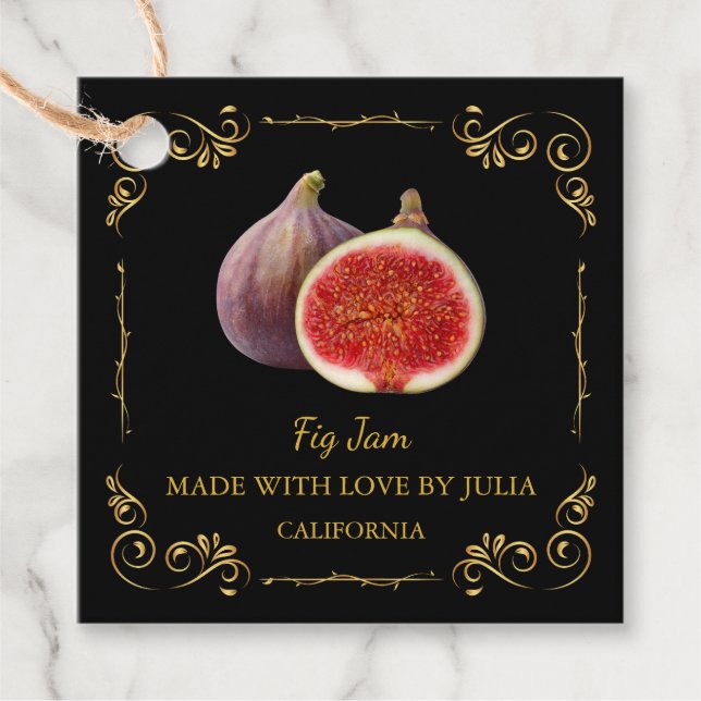 Vintage Homemade Fig Jam Square Hang Tag (Front)