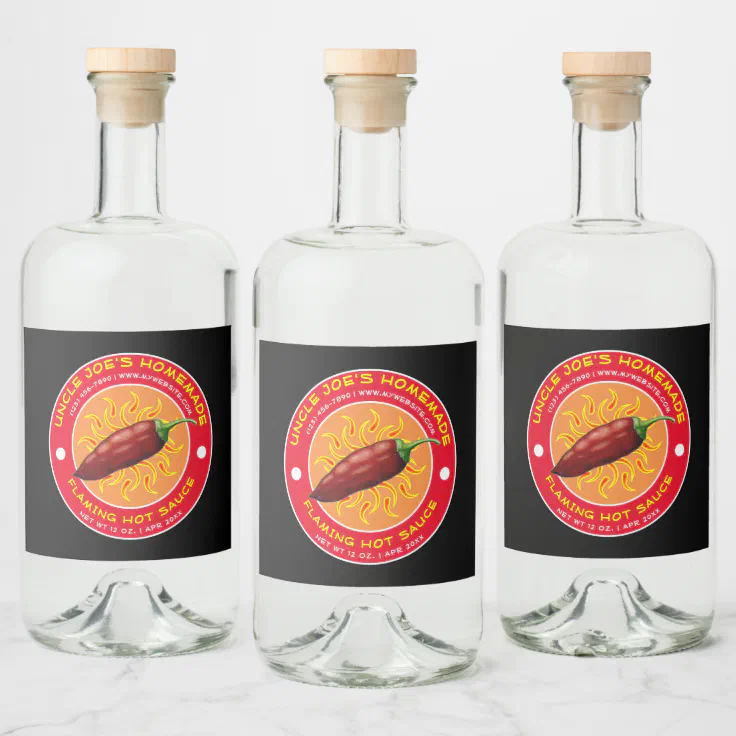 Vintage Homemade Flaming Hot Sauce Label Template | Zazzle