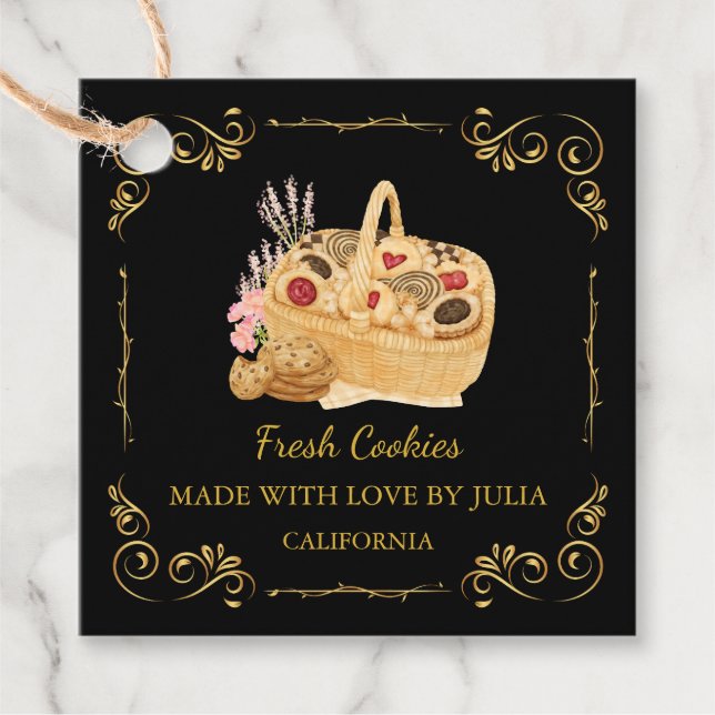 Vintage Homemade Fresh Cookies Square Hang Tag (Front)