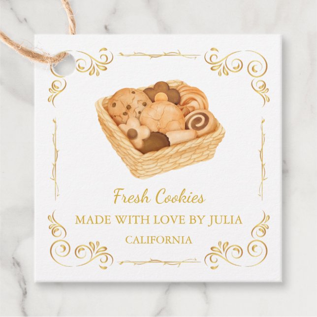 Vintage Homemade Fresh Cookies Square Hang Tag (Front)