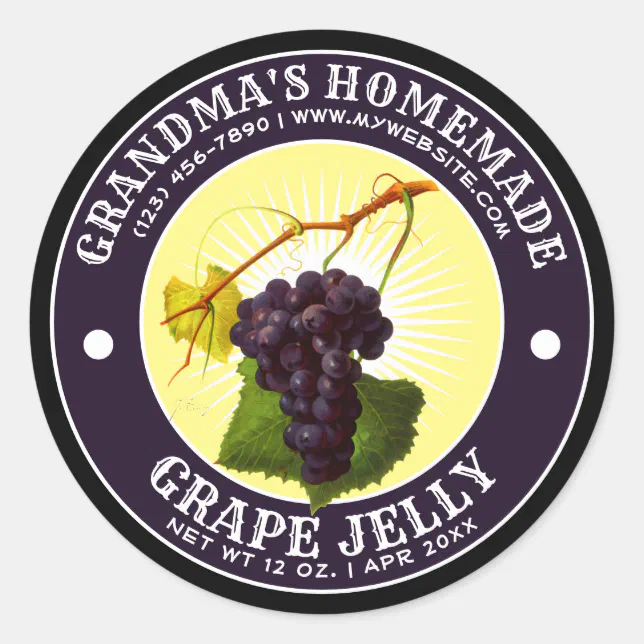 Vintage Homemade Grape Jelly Label Template | Zazzle