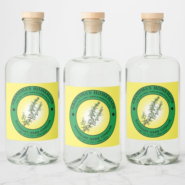 Vintage Homemade Herb Vinegar Label Template (Bottles)