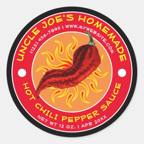 Vintage Homemade Hot Chili Pepper Sauce Classic Round Sticker