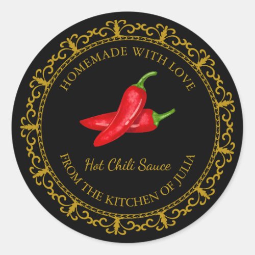 Vintage Homemade Hot Chili Sauce Label l Black