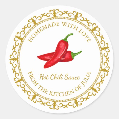 Vintage Homemade Hot Chili Sauce Label l White
