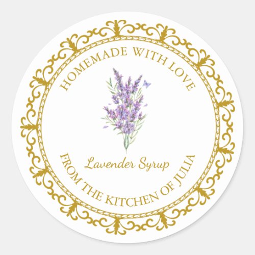 Vintage Homemade Lavender Syrup Label l White