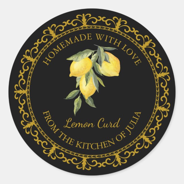 Vintage Homemade Lemon Curd Label l Black (Front)
