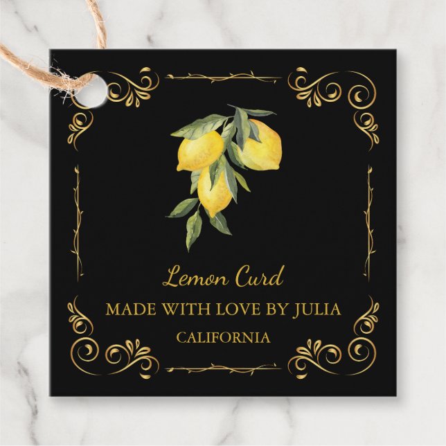 Vintage Homemade Lemon Curd Square Hang Tag (Front)
