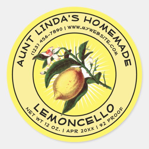 Vintage Homemade Lemoncello Label Template