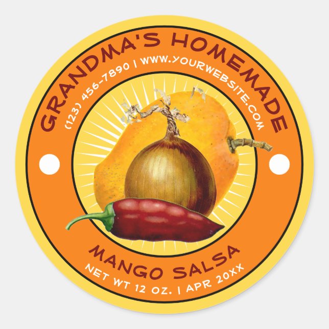 Vintage Homemade Mango Salsa Label Template (Front)