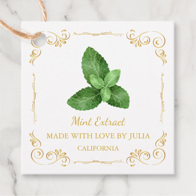 Vintage Homemade Mint Extract Square Hang Tag (Front)