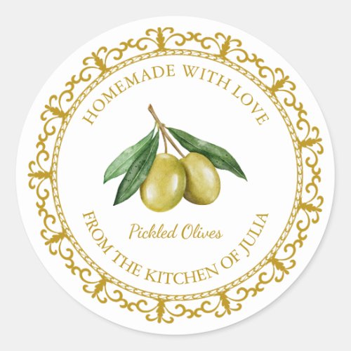 Vintage Homemade Olive Oil  Pickle Label l White