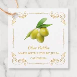 Vintage Homemade Olive Pickle Square Hang Tag