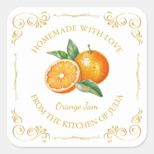Vintage Homemade Orange Jam Square Label