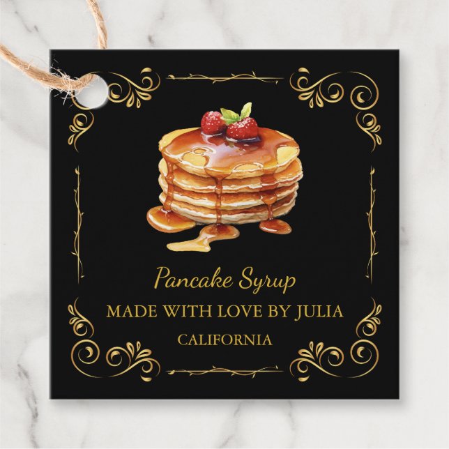 Vintage Homemade Pancake Syrup Square Hang Tag (Front)