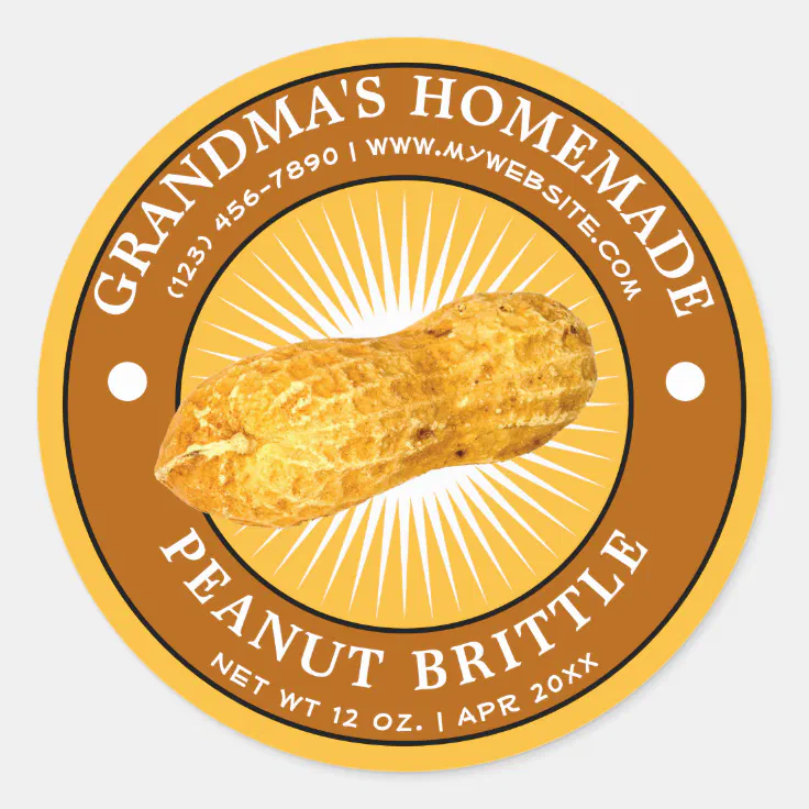 Vintage Homemade Peanut Brittle Label Template | Zazzle