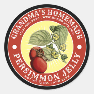 Vintage Homemade Persimmon Jelly Template Classic Round Sticker