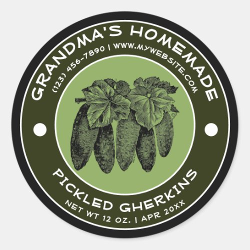 Vintage Homemade Pickled Gherkins Label Template