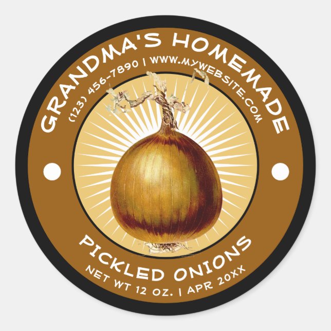 Vintage Homemade Pickled Onions Label Template (Front)