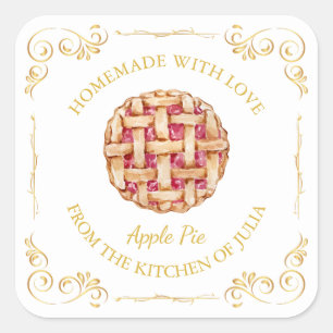 Vintage Homemade Pie Square Label l White