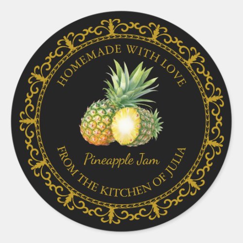 Vintage Homemade Pineapple Jam Label l Black