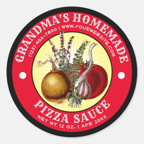 Vintage Homemade Pizza Sauce Label Template